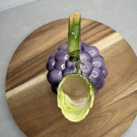 Vintage 8" Haldon Group Grapes Cluster Ceramic Pitcher Hand‎ Painted 1982 Used - Picture 7 of 9